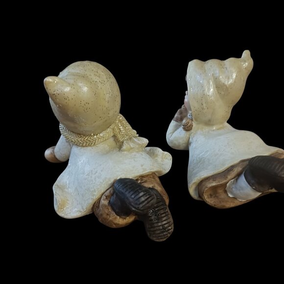 Vintage Adorable Winter Children Figurines – Cozy Winter Snow Play - Set of Two - Picture 3 of 12